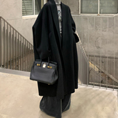 LIL 加厚毛呢外套 呢子长袖 CHER双面呢大衣女秋冬季 宽松复古中长款