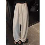 LIL 女 休闲裤 CHER 奶芙芙纸片人羊毛复合垂顺懒懒高腰阔腿裤