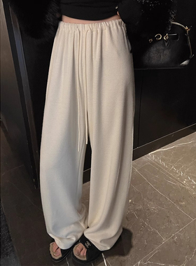 LIL CHER 奶芙芙纸片人羊毛复合垂顺懒懒高腰阔腿裤休闲裤女