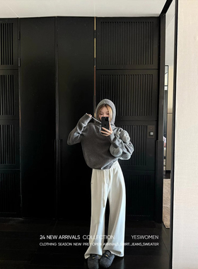 LIL CHER暖暖裤·秋冬季加绒白色裤子小个子卫裤运动休闲裤女长裤