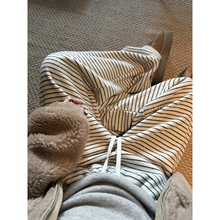 CHER 条纹裤 糯叽叽一条过冬 女冬季 子 桑蚕丝羊毛加绒休闲裤 LIL