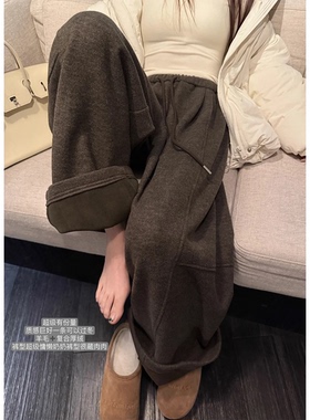 LIL CHER保命裤有份量感羊毛尼复合厚绒慵懒感懒人奶奶裤秋冬裤子