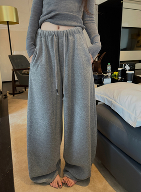 LIL CHER店主力推芝士奶盖桑蚕丝绵羊毛松弛淡然慵懒懒裤裤子长裤