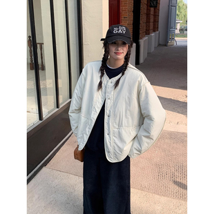 LIL 棉服 CHER慕斯奶芙圆领棉衣女秋冬显瘦内搭夹层棉袄外套长袖