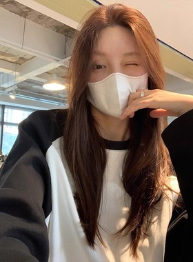 LIL CHER春秋季黑白色拼接显瘦长袖T恤女新款宽松内搭打底衫上衣