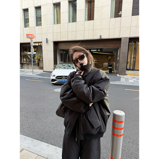 LIL 老钱又机车高质感翻领极简棉服外套秋冬 CHER新干部&男女可穿