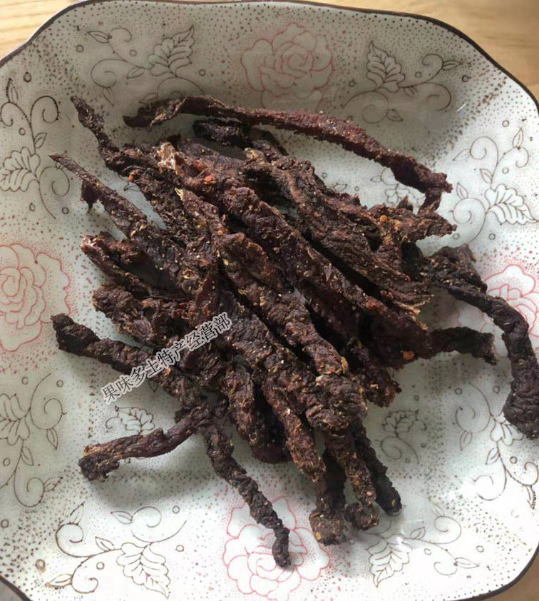 芒市孟四涮涮辣干巴孟四牌傣味黄牛干巴黑干巴乌金牛肉干250克