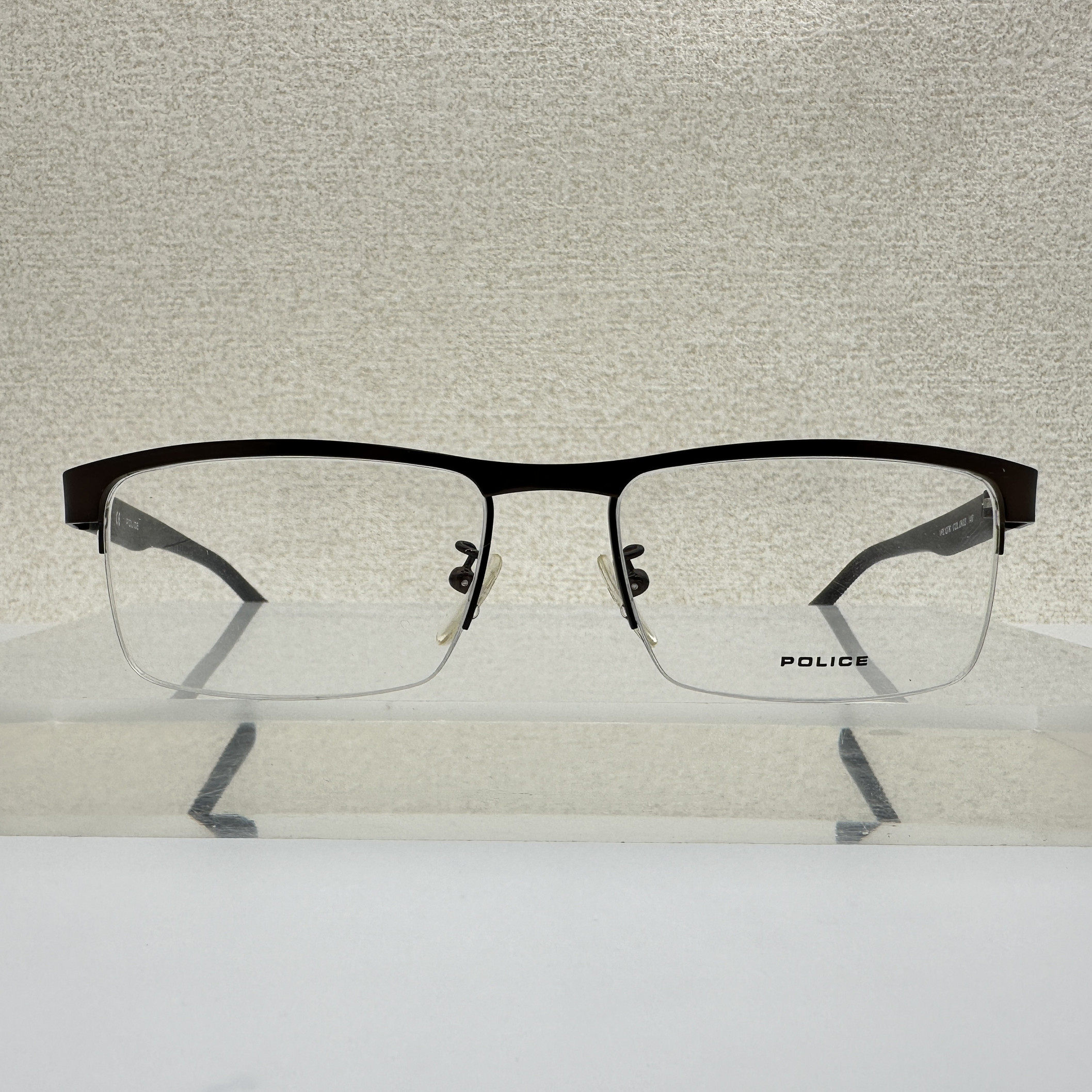 意大利police眼镜框男款可配近视VPL127K半框不锈钢方框70