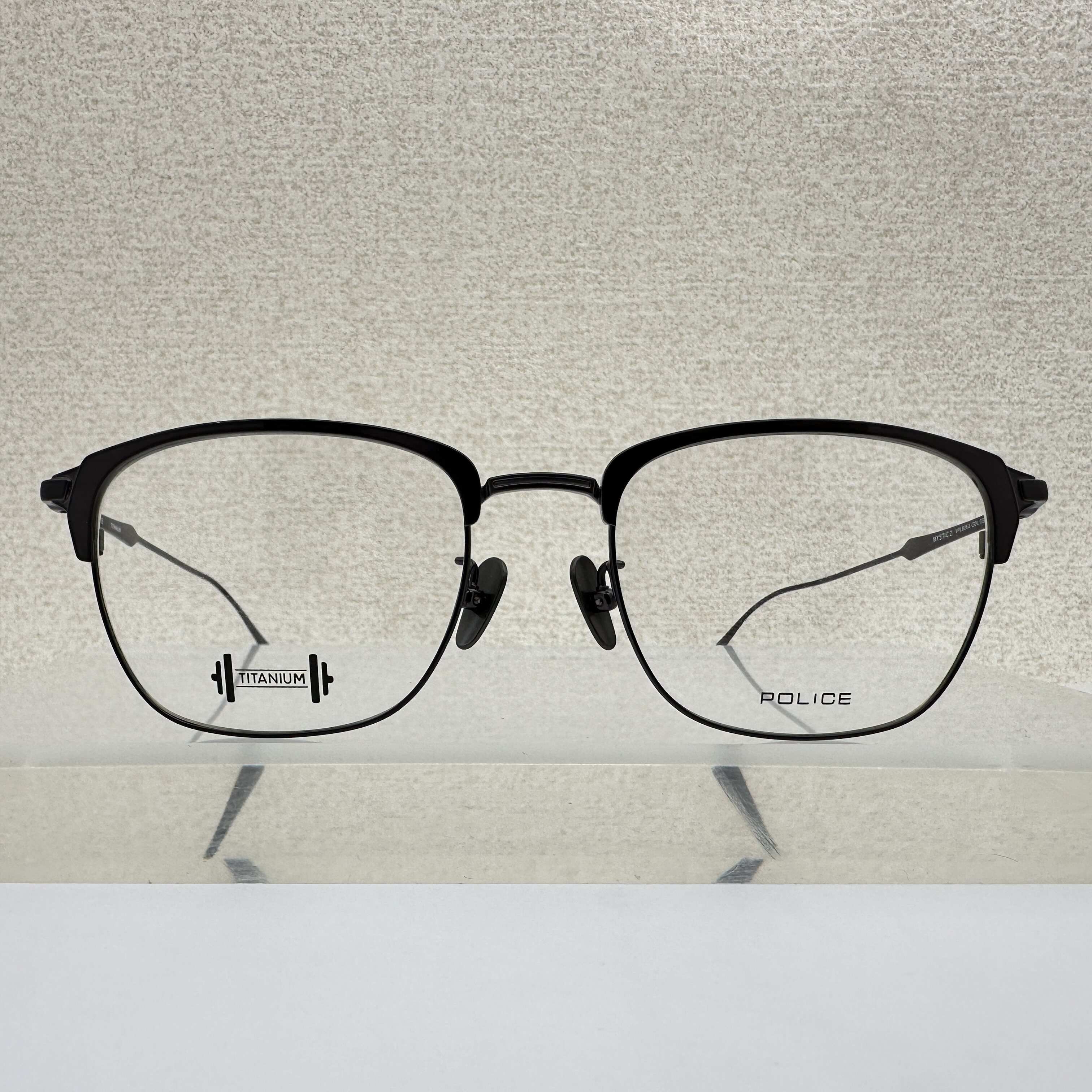意大利police眼镜框男款可配近视VPLB06J纯钛半框71