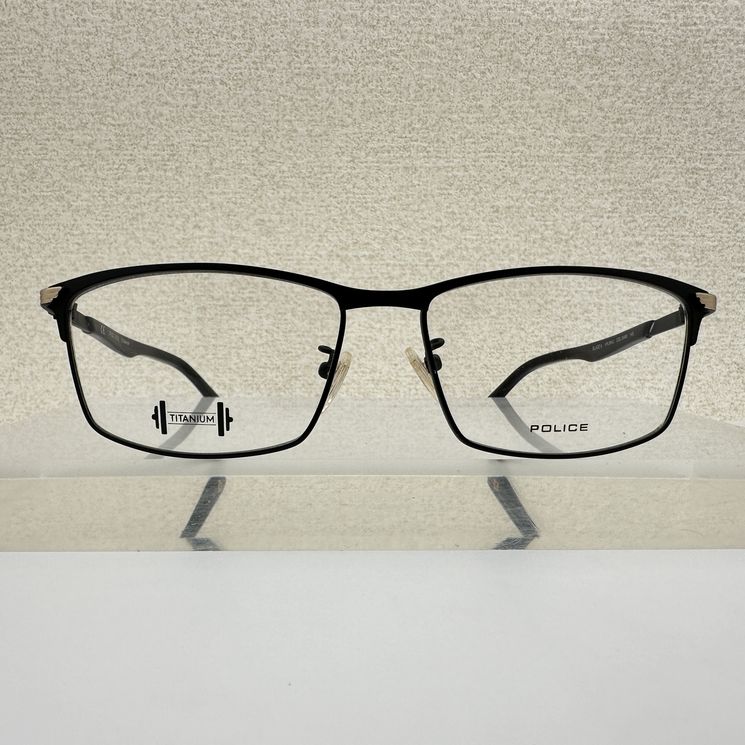 意大利police眼镜框男款可配近视VPL994J方框半纯钛73