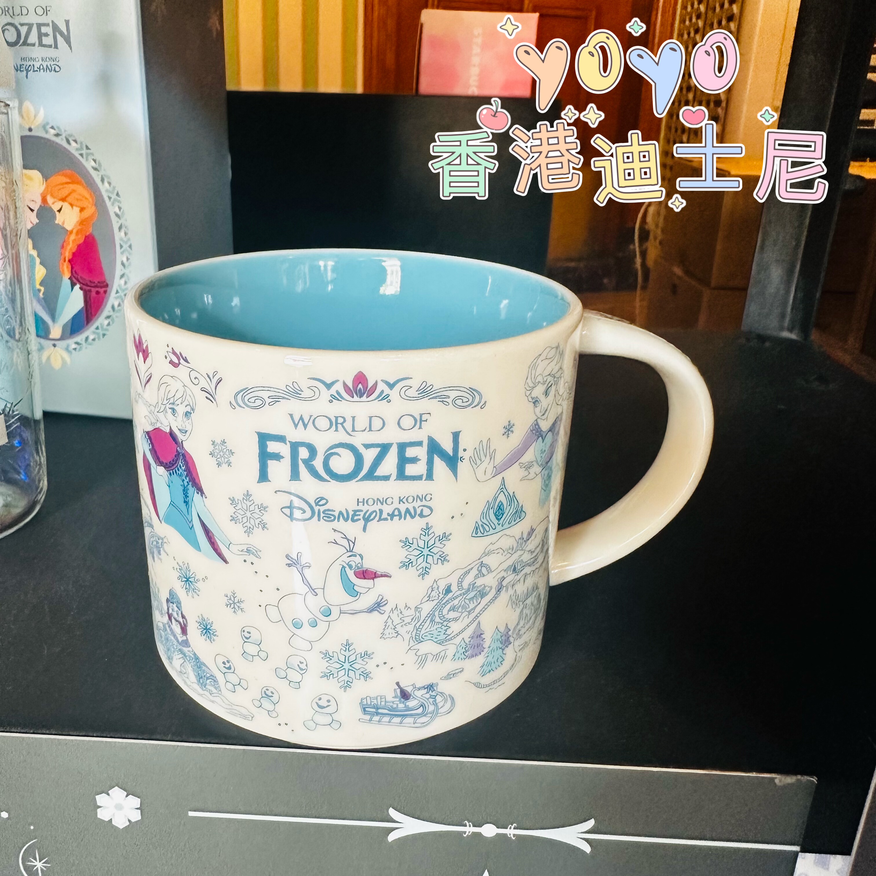 香港迪士尼星巴克冰雪奇缘爱莎安娜艾莎公主卡通陶瓷马克杯414ml图片
