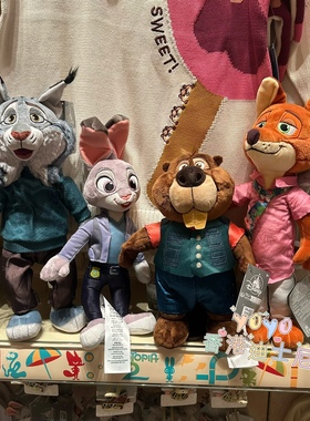 香港迪士尼 疯狂动物城 朱迪尼克盖特 卡通毛绒公仔玩偶娃娃抱枕