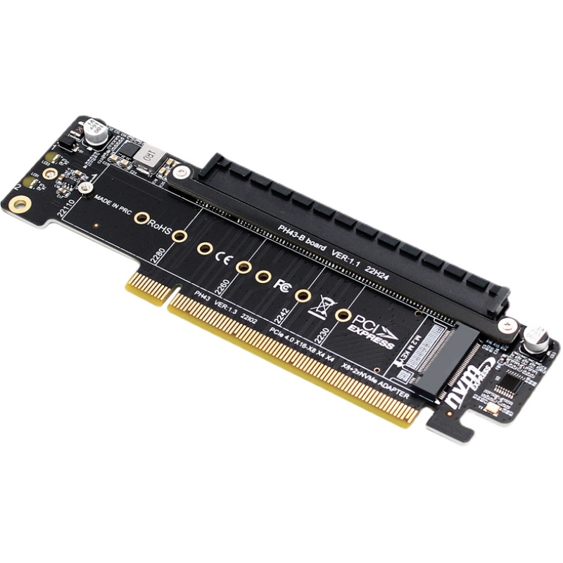 PCIE4.0通道拆分扩展转接卡s8+4+4 扩展2个M .2 NVME接口pci-e拆