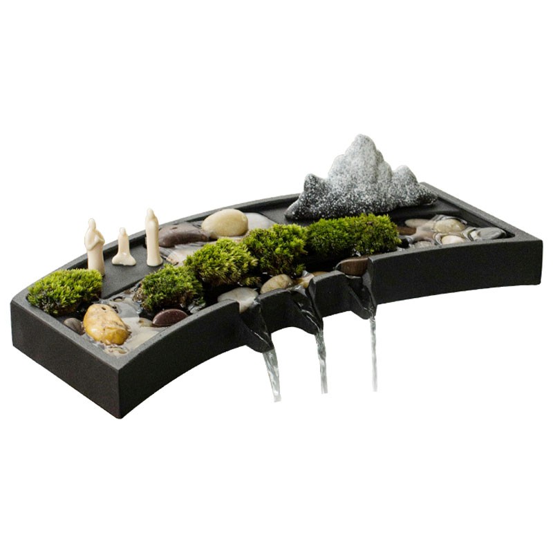 古都 创意假山石槽鱼缸循t环鱼池喷水流水器水景摆件装饰造景配件