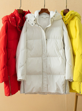 蛮文 东北过冬 里外定制定染全进料 高保暖中长款连帽鹅绒服36367