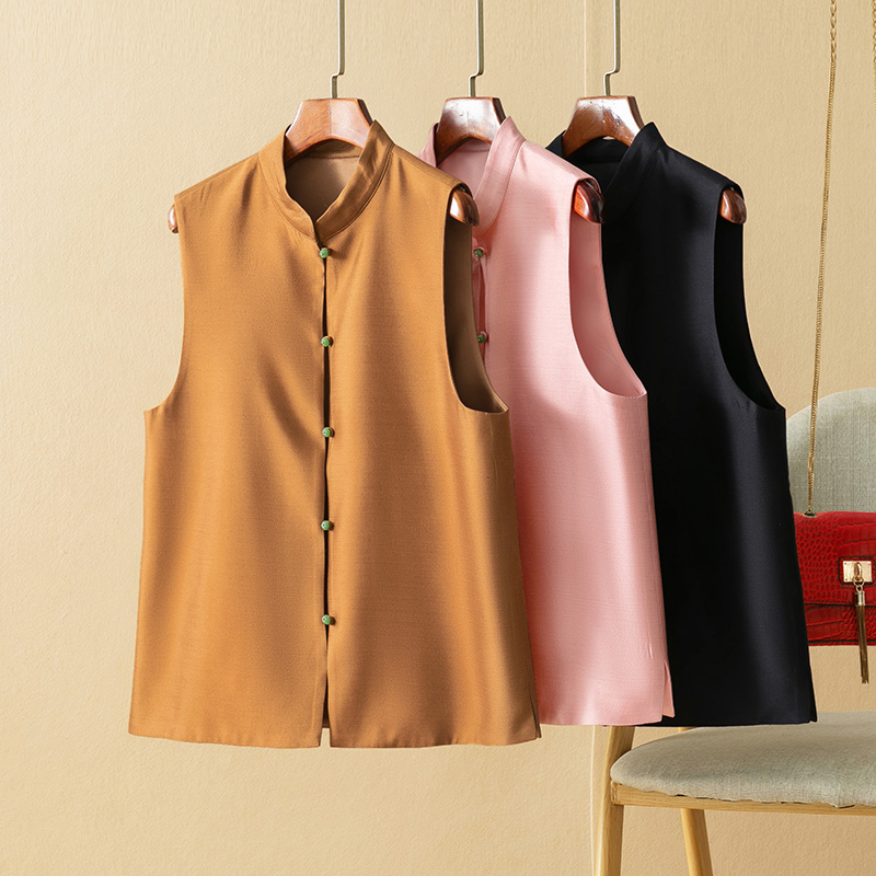 真丝羊毛高定新中式立领马甲