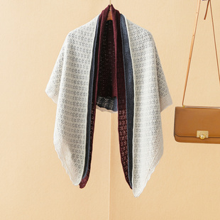 轻奢温婉 全镂空钩织100%山羊绒大尺寸三角围巾5J018 意L 蛮文