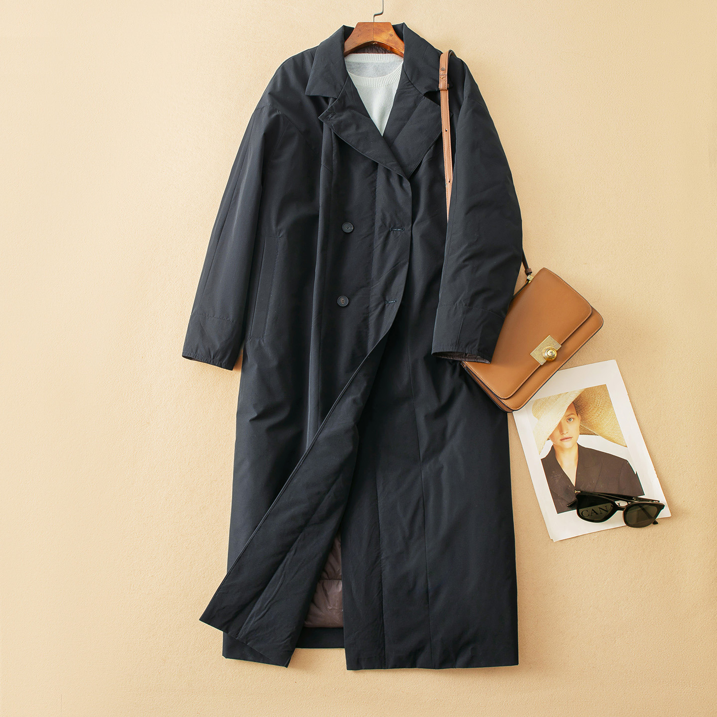 蛮文 看不出是件鹅绒服 时髦起范 双排扣风衣款鹅绒服外套女56316