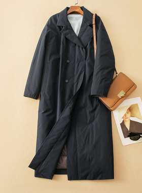 蛮文 看不出是件鹅绒服 时髦起范 双排扣风衣款鹅绒服外套女56316