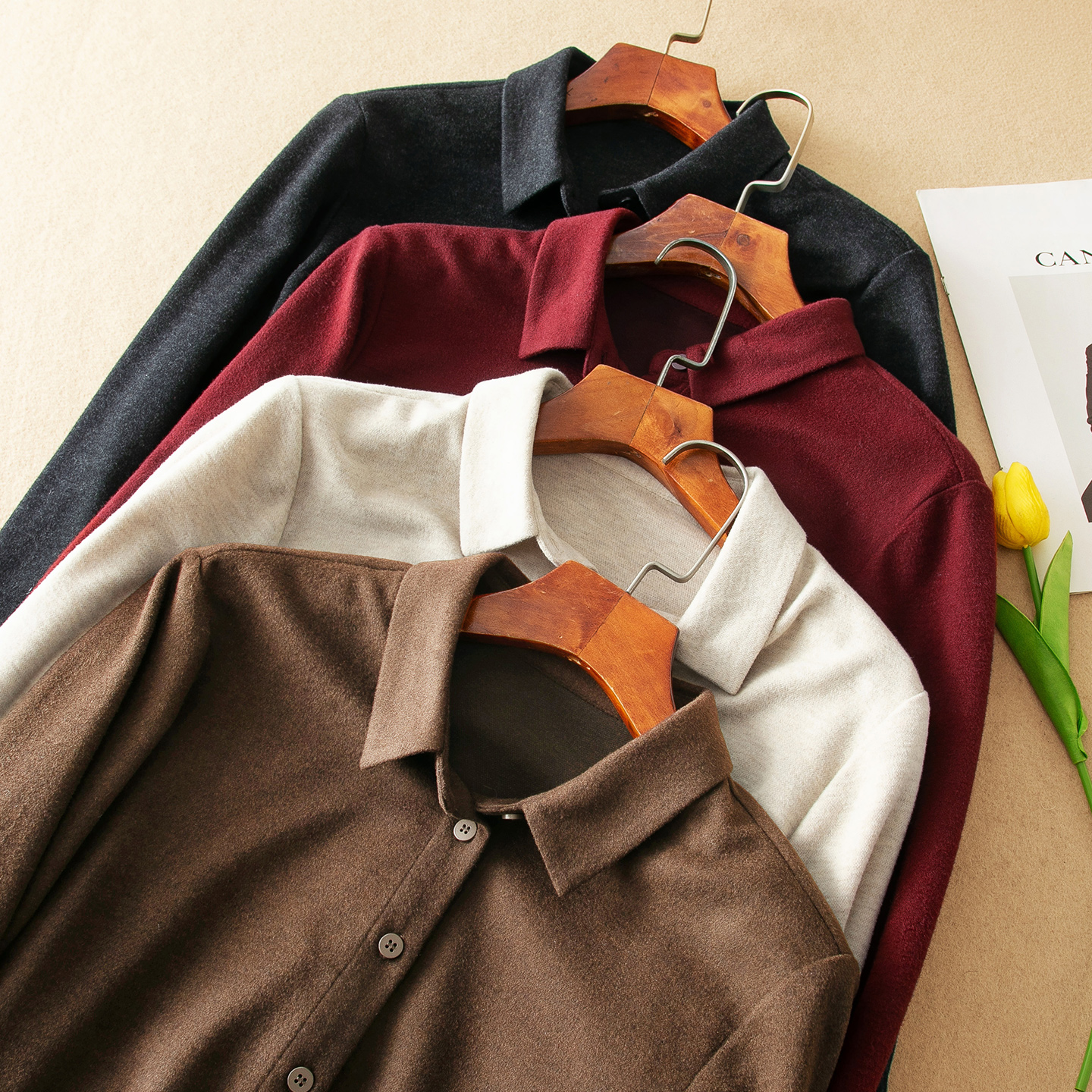 蛮文 秋冬高端上档次 知性优雅 四面弹蚕丝羊绒保暖针织衬衫48201