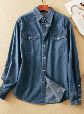 蛮文 经典小爆款 高品质土耳其牛仔立裁显瘦复古牛仔衬衫女 58027