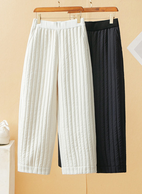蛮文 王炸级好穿利落保暖 日单轻奢文艺工整竖绗缝9分棉裤 50318