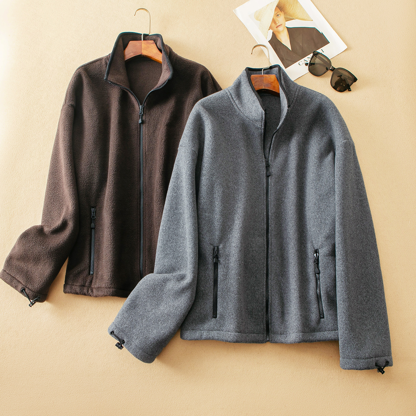 蛮文 不经意的时髦感 高定Miu系宽松廓版细腻亲肤摇粒绒外套56281