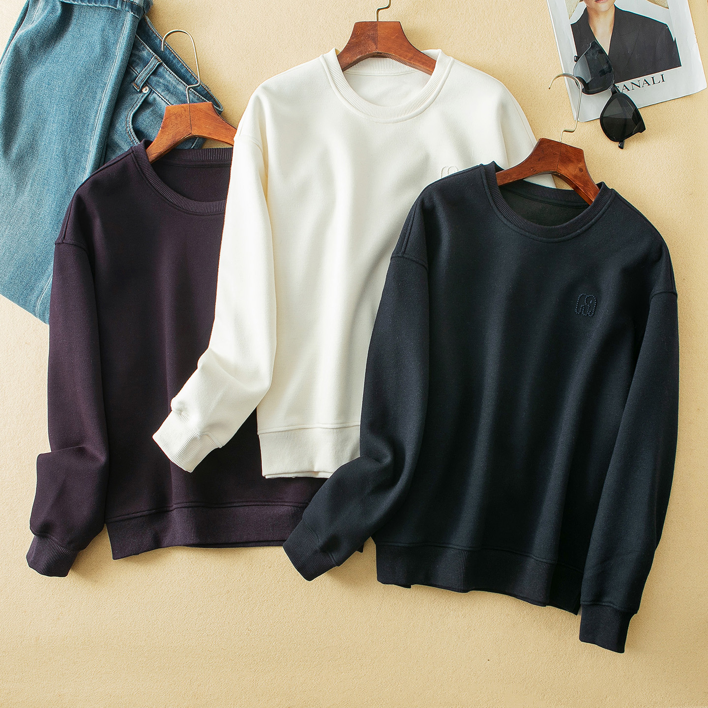 蛮文 面料取胜 含羊毛羊绒+羽绒纱线细腻亲肤高保暖卫衣外套56328