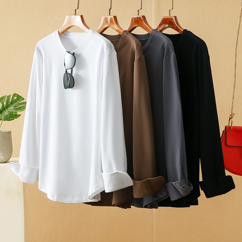 蛮文 实穿显瘦性价比高 日本单定织舒爽棉圆形下摆中长款T恤47172