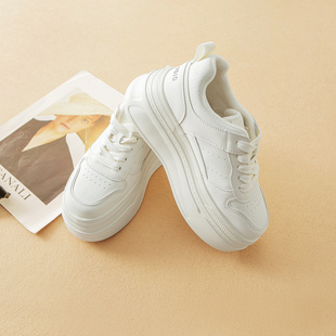 女鞋 时髦显脚小WU敌好脚感加绒真皮小白鞋 5E083 妥妥增高7cm 蛮文