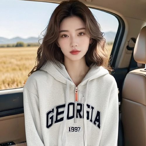 今年流行爆款连帽卫衣女款秋冬薄款小个子韩系慵懒风上衣