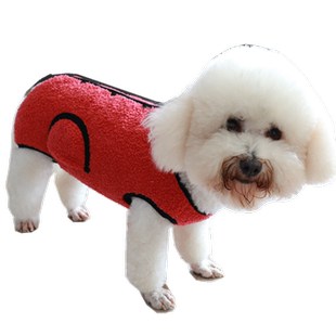 泰迪比熊狗秋冬加绒包肚保暖背心中小幼犬宠物冬装双排扣护肚马甲