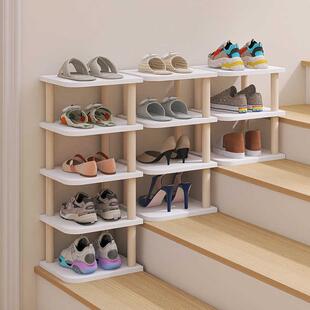 楼梯口鞋架家用多层鞋子收纳架拐角入户口简易鞋柜小窄木质置物架