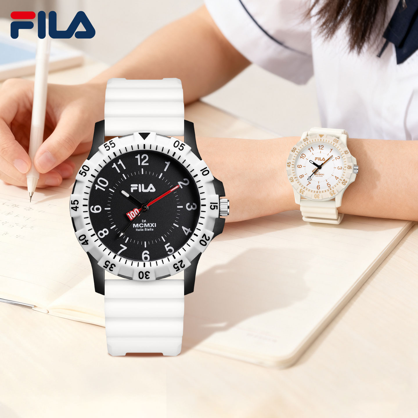 FILA斐乐时尚运动学生石英表通勤小圆表男女初高中学生考试表6787