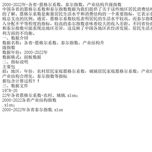2000-2022年-各省-恩格尔系数、泰尔指数、产业结构升