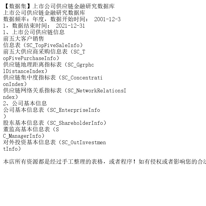 【数据集】上市公司供应链金融研究数据库