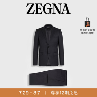 春夏新品 七夕甄選 ZEGNA杰尼亞男裝 深灰色配黑色羊毛西裝