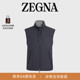 ZEGNA杰尼亚男装 灰色微纤维面料双面Brezza马甲 海军蓝