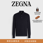 礼物 海军蓝棉质长袖 ZEGNA杰尼亚男装 冬季 新品 Polo 衫