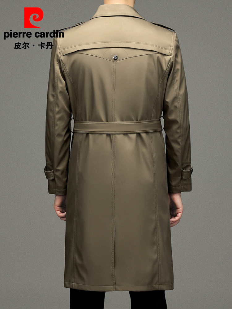 PIERRE CARDIN COUNTER MIDDLE-AGED MENS TRENCH COAT MID-LENGTH OVER-THE-KNEE 2024 SPRING AND AUTUMN NEW BUSINESS BRITISH STYLE JACKET
