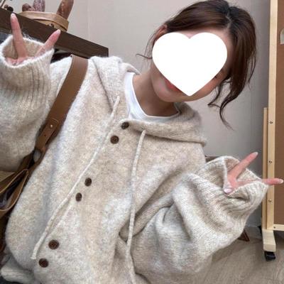 连帽毛衣开衫女春秋季宽松慵懒风针织衫初春韩系穿搭外套软糯上衣