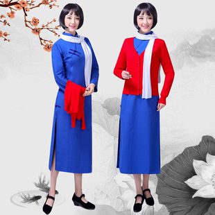 民国江姐演出服服装女表演绣红旗话剧红梅赞舞台表演服装纯棉成人