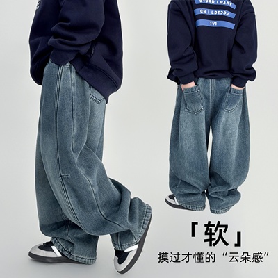 男童加绒牛仔裤保暖一体绒巨软