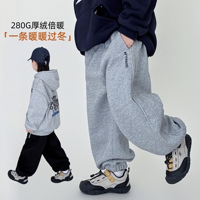 男童加绒裤子加厚保暖一条过冬