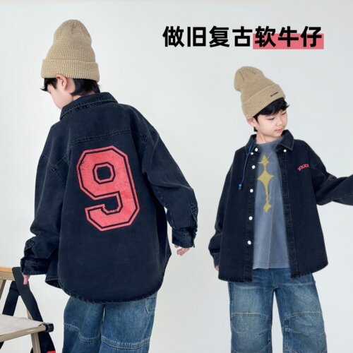 男童牛仔衬衫春秋季韩国专柜款