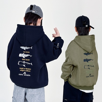 男童加绒卫衣一体绒鲸鱼潮流上衣