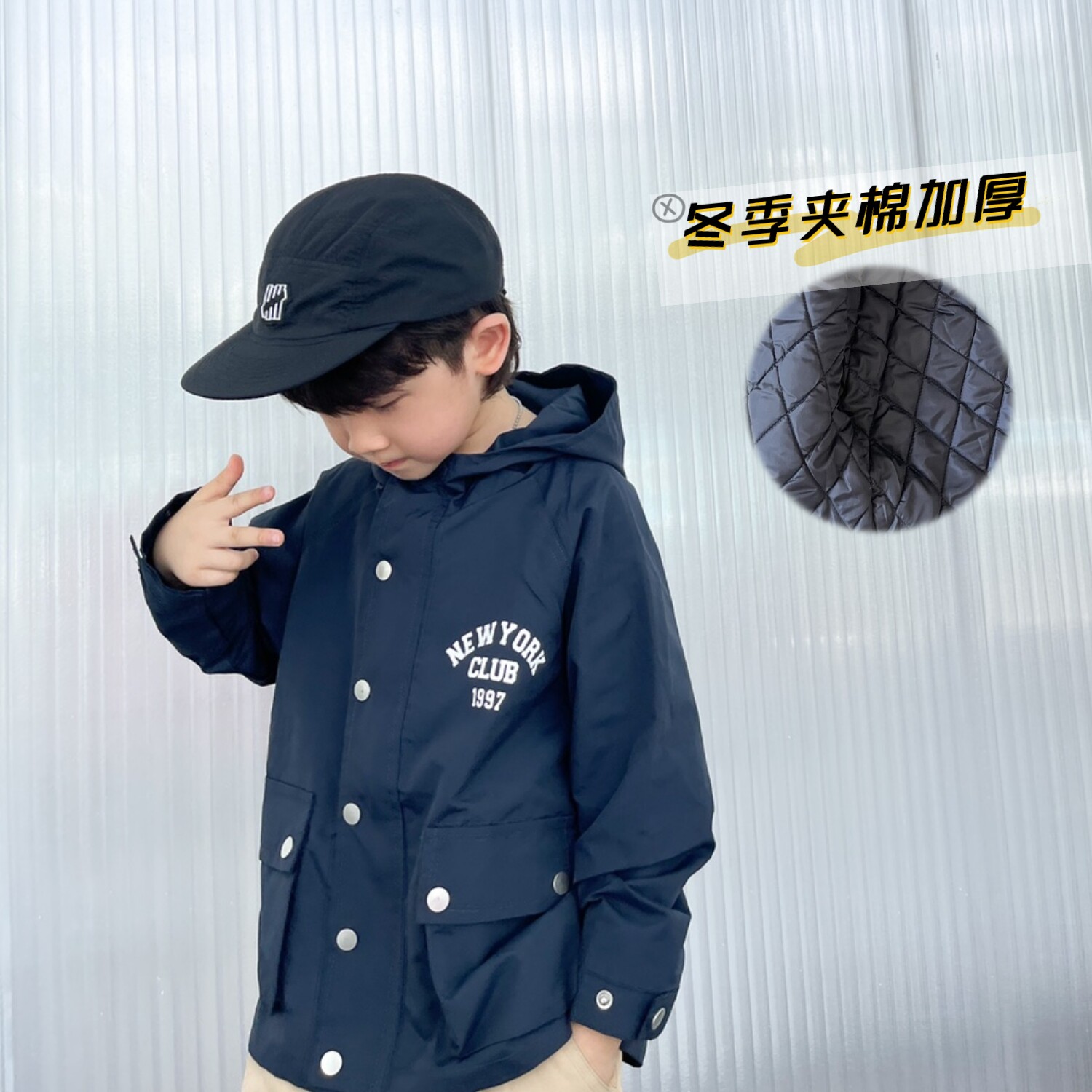 남아용 봄 후드 윈드 브레이커 봄 가을 스타일 중대형 아동 스타일 아동용 두꺼운 코트  복