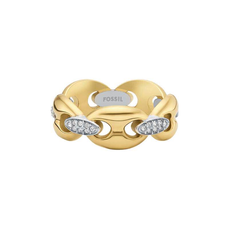 代购Fossil化石女士戒指简约优雅精致时尚金色抛光表面