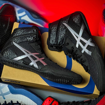Asics MATCONTROL 3亚瑟士黑银拼色专业摔跤鞋男士拳击散打训练鞋