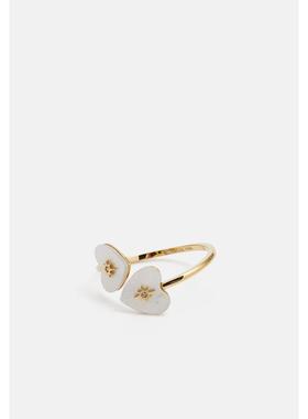 代购Fossil化石女士戒指优雅简约精致时尚金色不锈钢装饰水晶